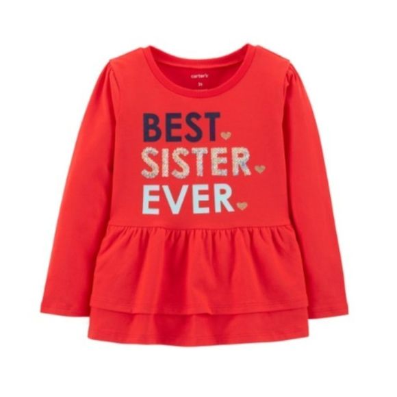 NWT Carter's Best Sister Ever Ruffle Tee Size 4T - Picture 1 of 3